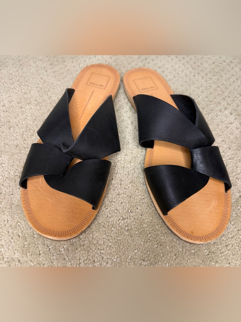Dolce Vita Black Cross Strap Slide Sandals